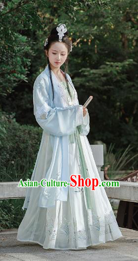 Chinese Ancient Maidenform Embroidered Costume Traditional Song Dynasty Palace Princess Hanfu Dress for Women