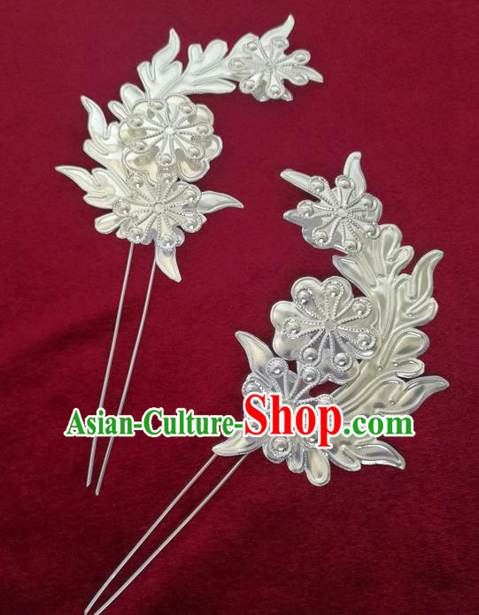 Chinese Traditional Miao Nationality Hair Accessories Hanfu Sliver Hairpins for Women