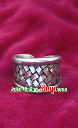 Chinese Miao Nationality Sliver Ornaments Traditional Hmong Handmade Ring for Women
