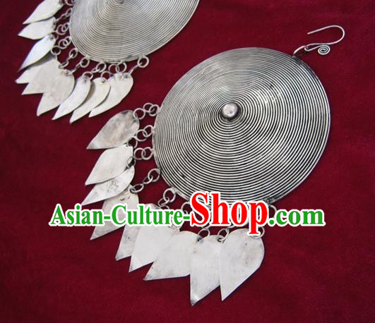 Traditional Chinese Miao Nationality Hair Accessories Hmong Female Folk Dance Hairpins Bracelet Sliver Necklace Headwear for Women