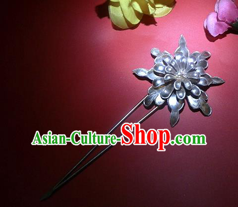 Chinese Traditional Miao Nationality Hair Accessories Miao Sliver Flower Hairpins Headwear for Women