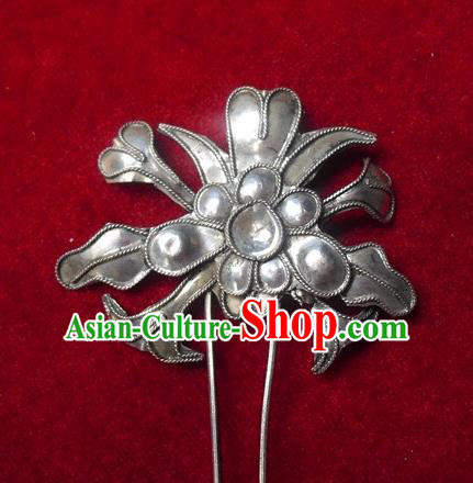 Traditional Chinese Miao Nationality Hair Accessories Hmong Female Folk Dance Hairpins Bracelet Sliver Necklace Headwear for Women