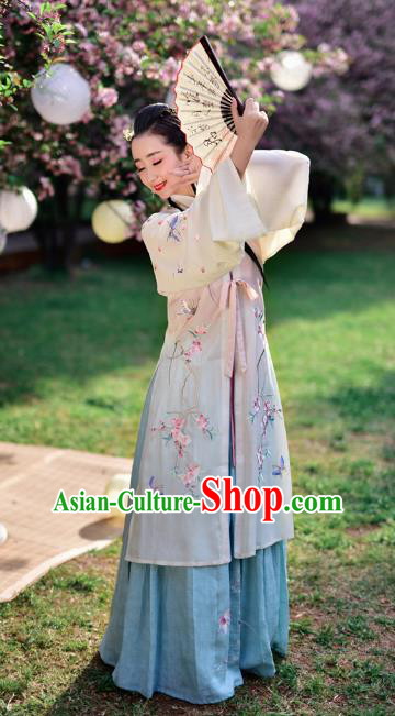 Chinese Ming Dynasty Dancer Embroidered Costume Ancient Palace Lady Hanfu Dress for Women