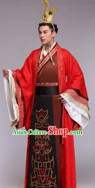 Traditional Chinese Ancient Emperor Costume Qin Dynasty Imperial Emperor Hanfu Dragon Robe for Men