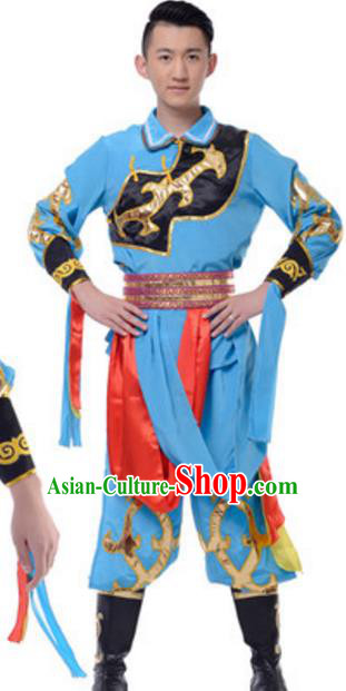 Traditional Chinese Mongolian Ethnic Clothing, China Mongols Minority Folk Dance Costume for Men