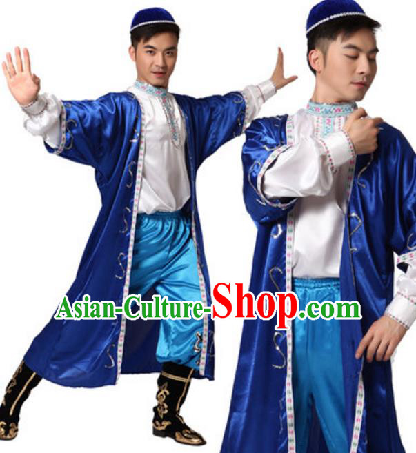 Traditional Chinese Uyghur Nationality Dance Clothing, China Uigurian Minority Folk Dance Ethnic Costume and Headwear for Men