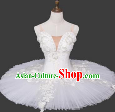 Top Grade Ballet Costume White Bubble Dress Ballerina Dance Tu Tu Dancewear for Women