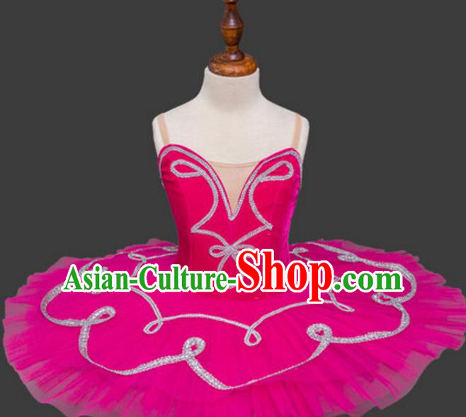 Top Grade Ballet Dance Costume Rosy Dress Bubble Ballerina Skirt Tu Tu Dancewear for Women