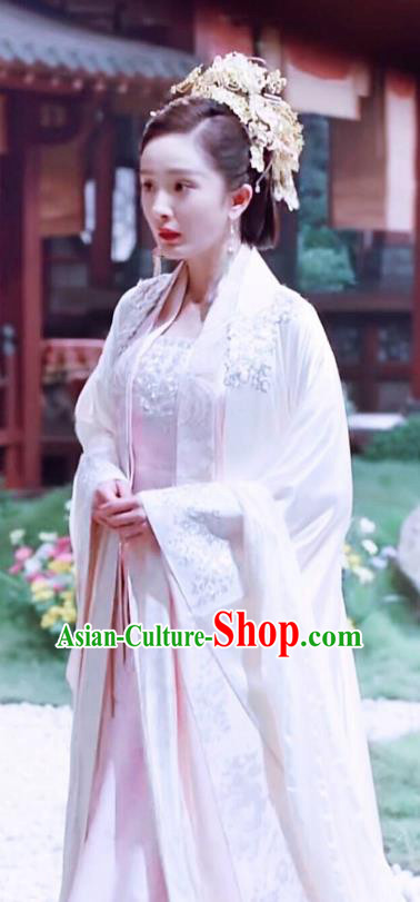Chinese Ancient Empress Consort Embroidered Hanfu Dress Han Dynasty Palace Queen Historical Costume and Headpiece Complete Set