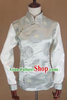 Chinese Traditional Zang Nationality White Brocade Vest, China Tibetan Waistcoat Costume for Women