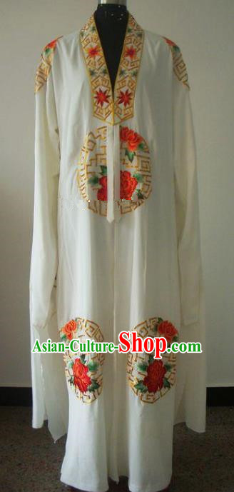 Chinese Traditional Beijing Opera Embroidered Peony Costumes China Peking Opera Niche Silk Robe for Adults