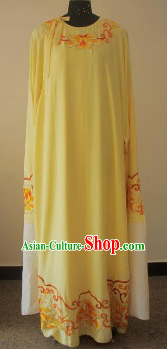 Chinese Traditional Beijing Opera Embroidered Yellow Costumes China Peking Opera Niche Silk Robe for Adults