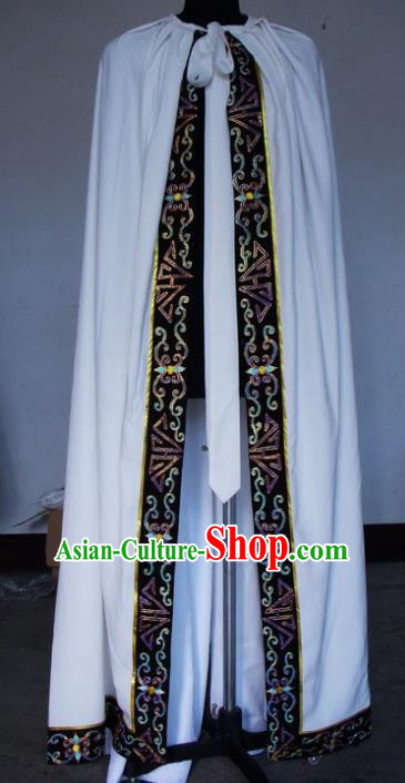 Chinese Traditional Beijing Opera Niche Costumes China Peking Opera White Cloak for Adults