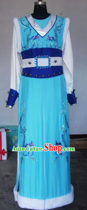 Chinese Traditional Beijing Opera Scholar Costumes Niche Embroidered Dragons Blue Robe for Adults