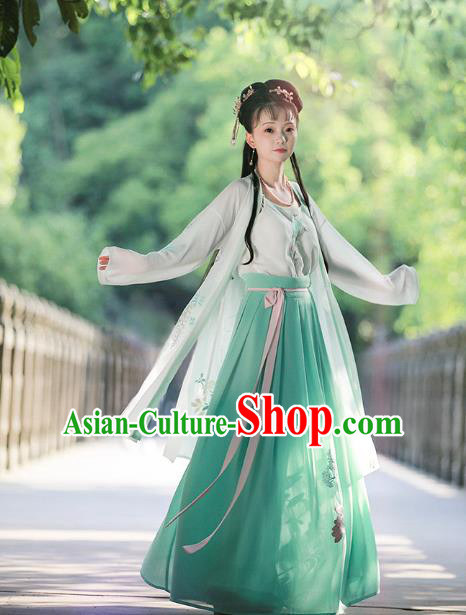 Chinese Ancient Song Dynasty Nobility Lady Embroidered Costumes Hanfu Dress for Women