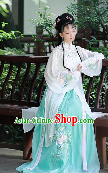 Traditional Chinese Ancient Ming Dynasty Nobility Lady Embroidered Costumes Hanfu Dress for Women