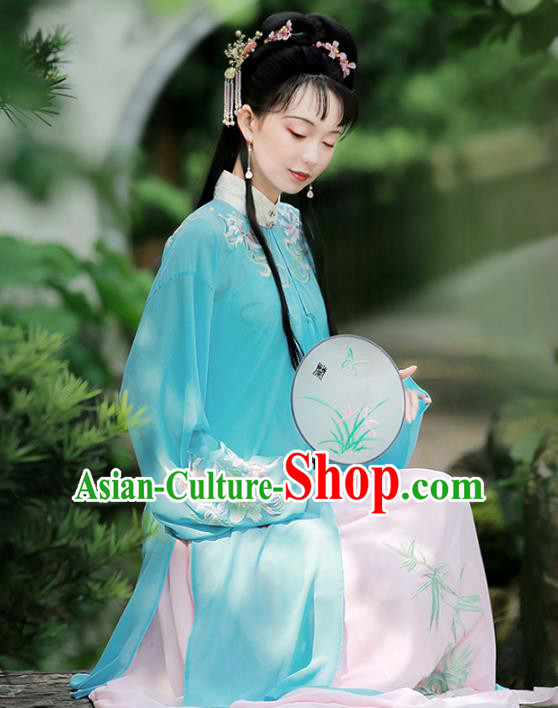 Traditional Chinese Ancient Ming Dynasty Princess Hanfu Dress Embroidered Costumes for Women