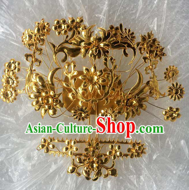 Chinese Traditional Ancient Golden Hair Clip Hanfu Hairpins Hair Accessories for Women