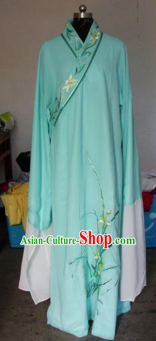 Chinese Traditional Shaoxing Opera Prince Embroidered Orchid Green Robe Peking Opera Niche Costumes for Adults