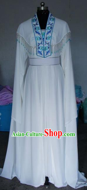 Chinese Traditional Beijing Opera Actress Costumes China Peking Opera Embroidered White Dress for Adults