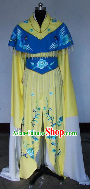 Chinese Traditional Beijing Opera Actress Yellow Costumes China Peking Opera Embroidered Dress for Adults