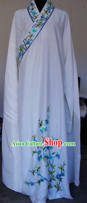 Chinese Traditional Shaoxing Opera Embroidered White Robe Peking Opera Niche Costumes for Adults