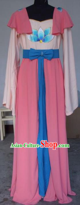 Chinese Traditional Beijing Opera Actress Pink Dress China Peking Opera Embroidered Lotus Costumes for Adults