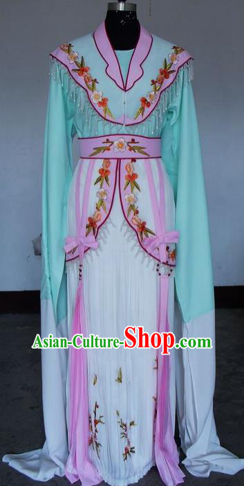 Chinese Traditional Beijing Opera Actress Green Costumes China Peking Opera Embroidered Water Sleeve Dress for Adults