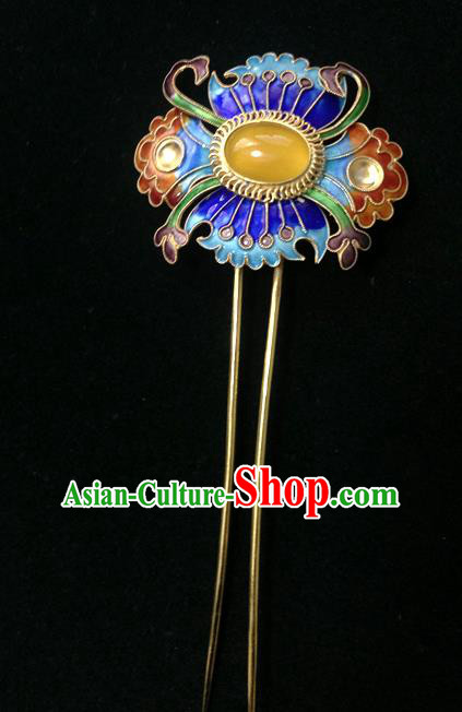 Chinese Traditional Ancient Handmade Cloisonne Lotus Hairpins Hair Accessories Hair Clip for Women