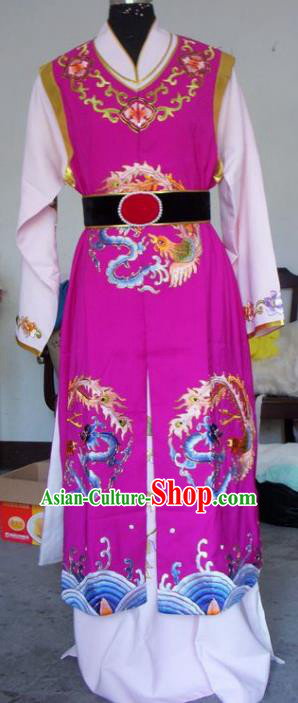 Chinese Traditional Shaoxing Opera Scholar Purple Clothing Peking Opera Niche Embroidered Costumes for Adults