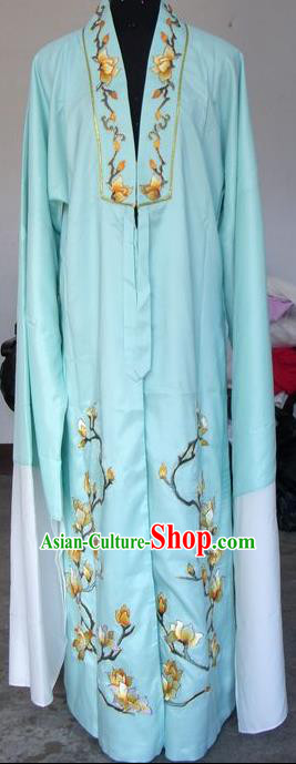 Chinese Traditional Shaoxing Opera Scholar Green Clothing Peking Opera Niche Embroidered Mangnolia Costumes for Adults