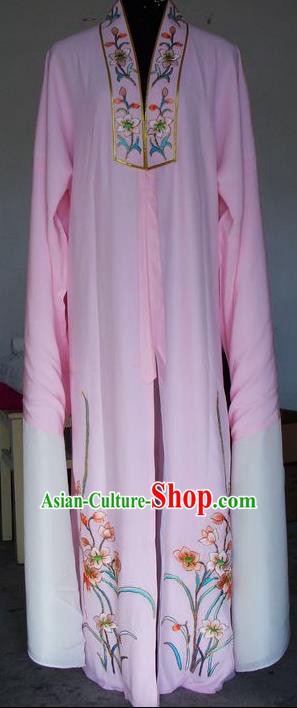 Chinese Traditional Shaoxing Opera Scholar Embroidered Pink Robe Peking Opera Niche Costumes for Adults
