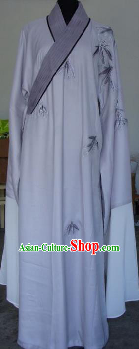 Chinese Traditional Shaoxing Opera Niche Embroidered Grey Robe Clothing Peking Opera Scholar Costume for Adults