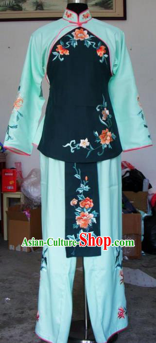 Chinese Traditional Beijing Opera Maidservants Embroidered Green Clothing China Peking Opera Costumes for Adults