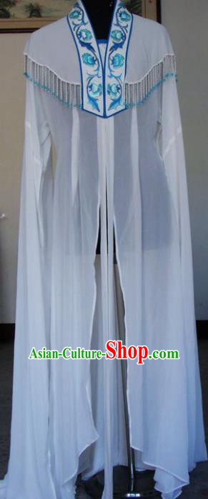 Chinese Traditional Beijing Opera Actress White Cape China Peking Opera Embroidered Lotus Costumes for Adults