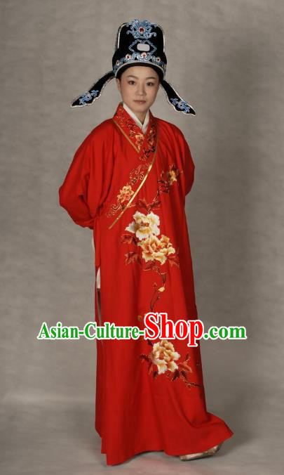 Chinese Traditional Shaoxing Opera Robe Peking Opera Niche Embroidered Red Costume for Adults