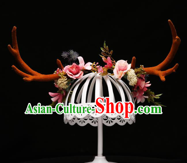 Children Modern Dance Hair Accessories Stage Performance Antlers Hair Clasp for Kids