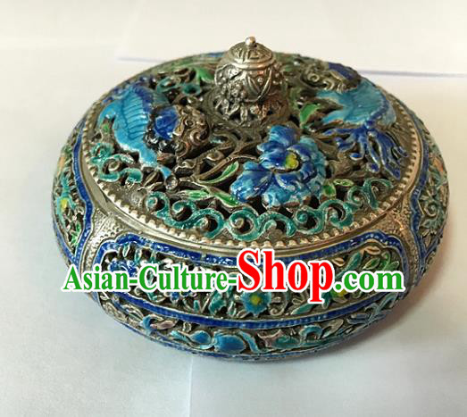 Chinese Traditional Ornaments Accessories Censer Ancient Sliver Blueing Incense Burner