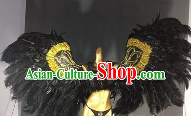 Top Grade Stage Performance Brazilian Rio Carnival Black Feather Wings Miami Feathers Deluxe Wings for Women