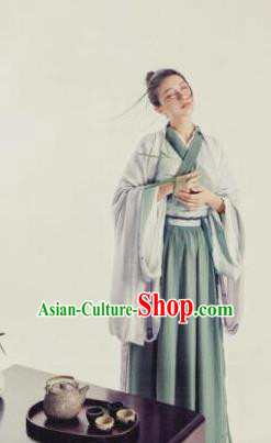 Chinese Traditional Jin Dynasty Swordswoman Costumes Ancient Hermit Dress for Women