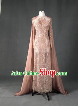 Top Grade Models Show Costume Stage Performance Catwalks Compere Pink Full Dress for Women