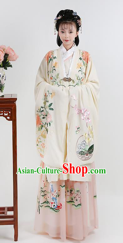Chinese Ancient Ming Dynasty Palace Princess Hanfu Dress Embroidered Costumes Complete Set for Women