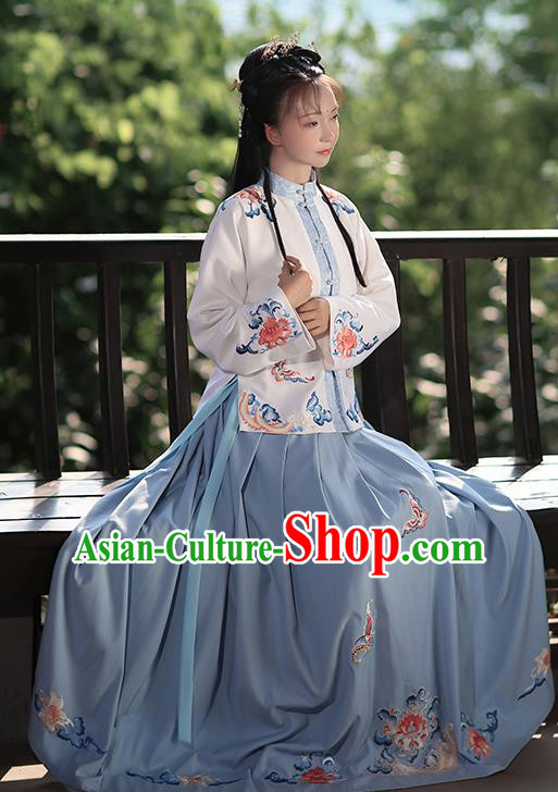 Traditional Chinese Ming Dynasty Palace Lady Costume Ancient Nobility Lady Embroidered Hanfu Dress for Women