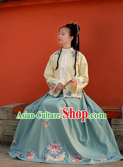 Traditional Chinese Ming Dynasty Embroidered Butterfly Costume Ancient Nobility Lady Hanfu Dress for Women