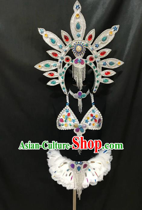 Top Grade Stage Performance Brazilian Carnival Feather Wings Miami Feathers Deluxe Wings Headwear Mask for Women