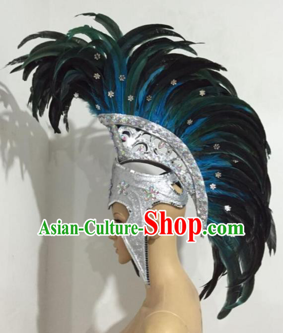Brazilian Samba Dance Ostrich Feather Hair Accessories Rio Carnival Roman Warriors Deluxe Headwear for Men