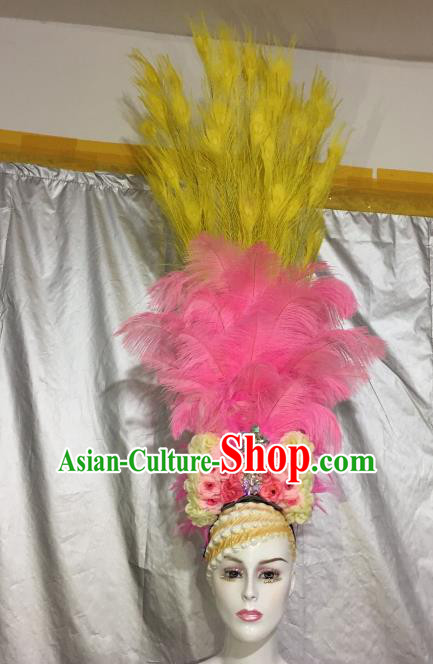 Brazilian Rio De Janeiro Carnival Feather Hair Accessories Samba Victorian Dance Feather Headwear for Women