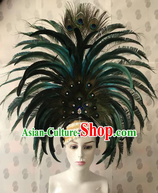 Brazilian Rio De Janeiro Carnival Feather Hair Accessories Samba Victorian Dance Catwalks Headwear for Women
