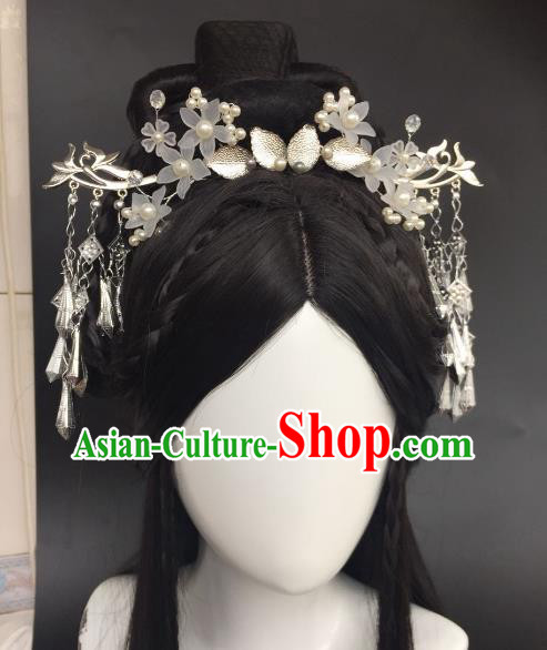 Chinese Traditional Hair Accessories Ancient Tassel Lotus Hair Clip Hairpins for Women