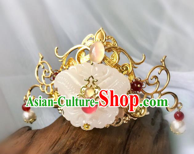 Chinese Traditional Hair Accessories Ancient Hanfu Jade Tuinga Hairpins for Women